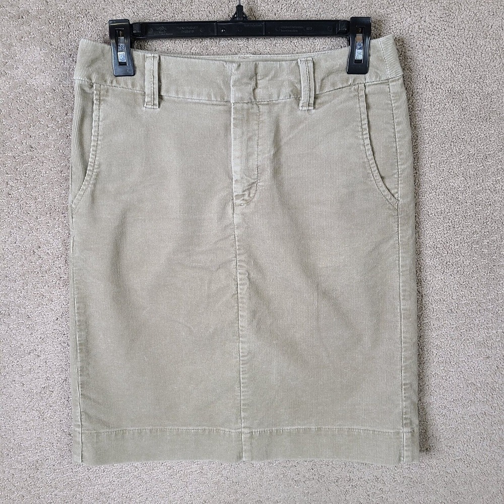 Eddie Bauer Skirt Womens 2 Beige Corduroy Pencil‎ Knee Length Stretch